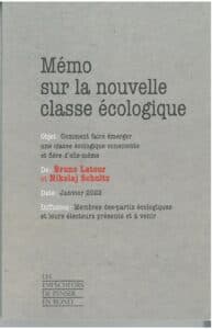 Mémo sur la nouvelle classe écologique