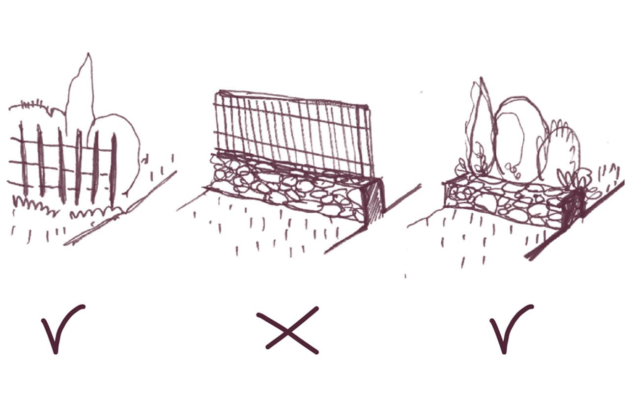 Exemple de conseil pour des clôtures agricoles (source : Guide-conseil "Architectures et Paysages Agricoles" - CAUE Var)