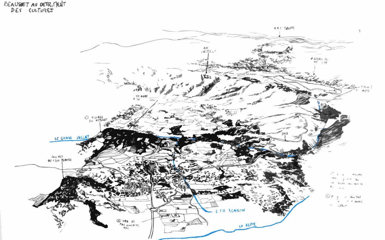 @ENSP - Dessin 2026 Croquis de paysage "à vol d'oiseau" réalisé par un groupe de futurs paysagistes